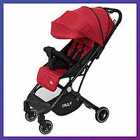 Детская прогулочная коляска - книжка с регулируемой спинкой Tilly Bella T-163 Brick Red красная + дождевик