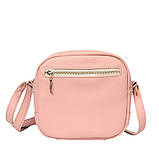 Зручна жіноча сумка світло-рожева пудра крос-боді з довгим ремінцем через плече матова екошкіра, фото 5