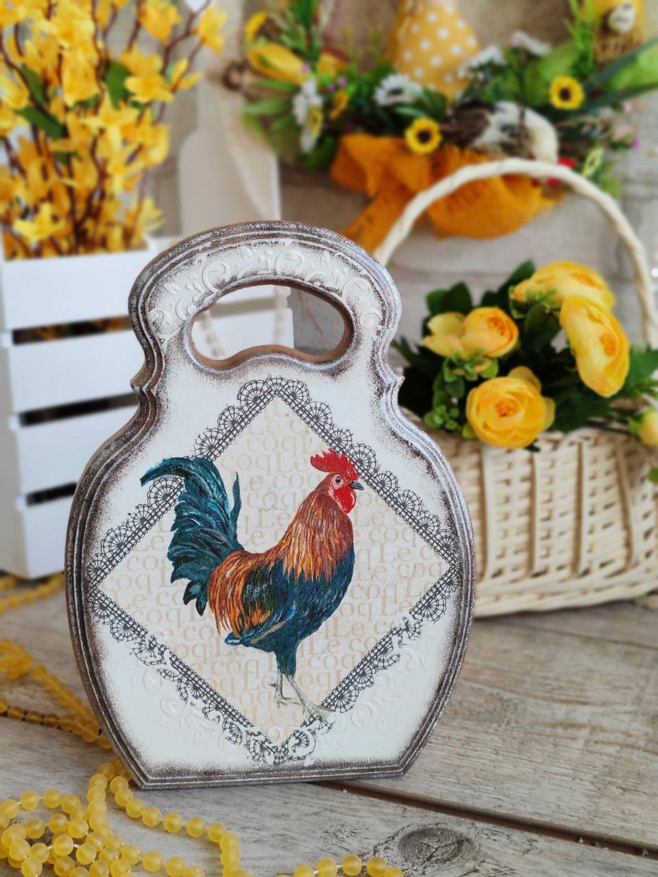 Дошка кухонна із дерева, робоча 2 сторона, Н-25 см, великодній декор, фото 1