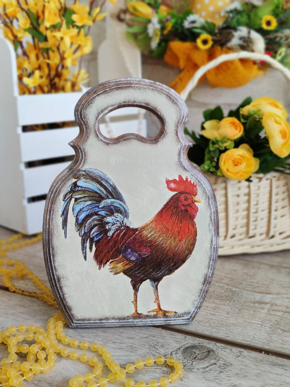 Дошка кухонна із дерева, робоча 2 сторона, Н-25 см, великодній декор, фото 1