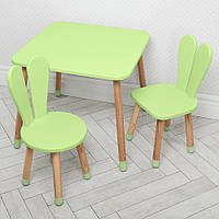 Детский столик с двумя стульчиками Bambi 04-025G+1 деревянный (МДФ) / цвет зеленый**