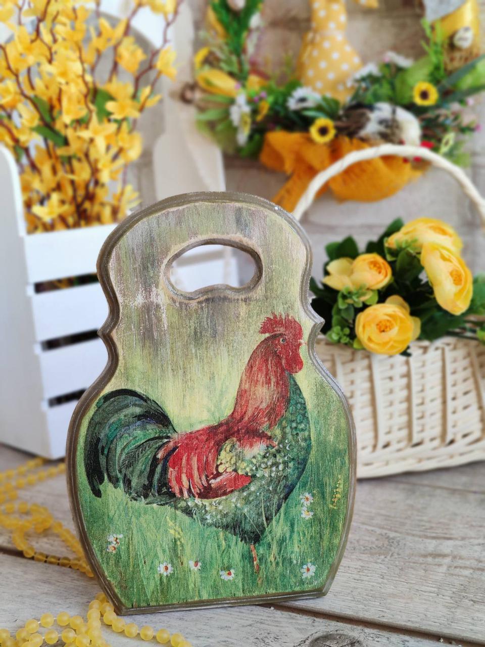 Дошка кухонна із дерева, робоча 2 сторона, Н-25 см, великодній декор, фото 1