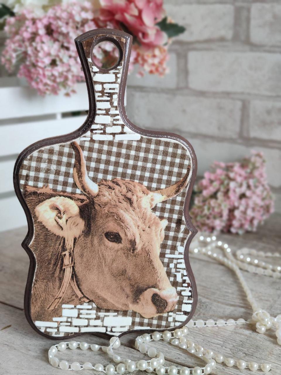 Дошка кухонна із дерева, робоча 2 сторона, Н-25 см, великодній декор, фото 1