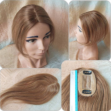 Накладка из натуральных волос на макушку, моно-система MINI Q-A10"-6