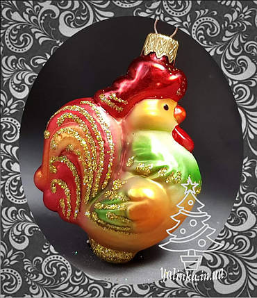 Скляна ялинкова іграшка Півник 279/с-2, фото 1