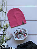 Дитячі трикотажні демісезонні набори подвійна шапка та хомут для дівчинки., фото 3