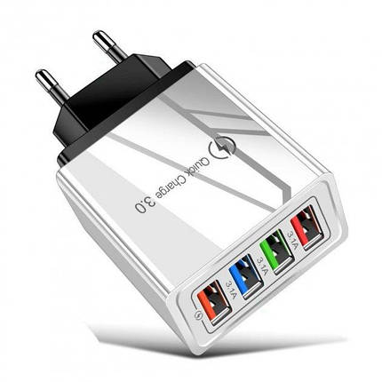 Зарядний пристрій Alitek Classic 4 Port USB: QС3.0 + 3x3.1A White/Black, фото 1