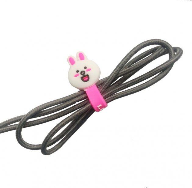 Органайзер і тримач для кабелю, навушників, дротів на кнопці Alitek Зайчик