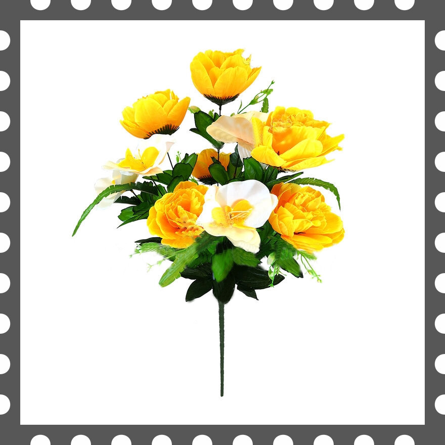 Штучні квіти Букет Буйни і Орхідеї, 11 голів, 600 мм, фото 1