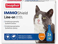 Капли противопаразитные Beaphar Immo Shield Line-on for Cats с диметиконом для котов и котят цена за 1 пипетку