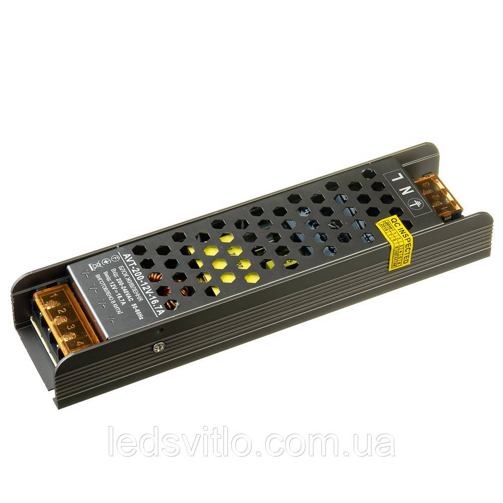 Блок живлення AVT 12V 16,7A 200W Premium IP20, драйвер, адаптер, трансформатор для світлодіодної LED стрічки