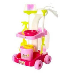 Дитячий ігровий набір для прибирання з візком 9 предметів Limo Toy 667-33-35 (рожевий)