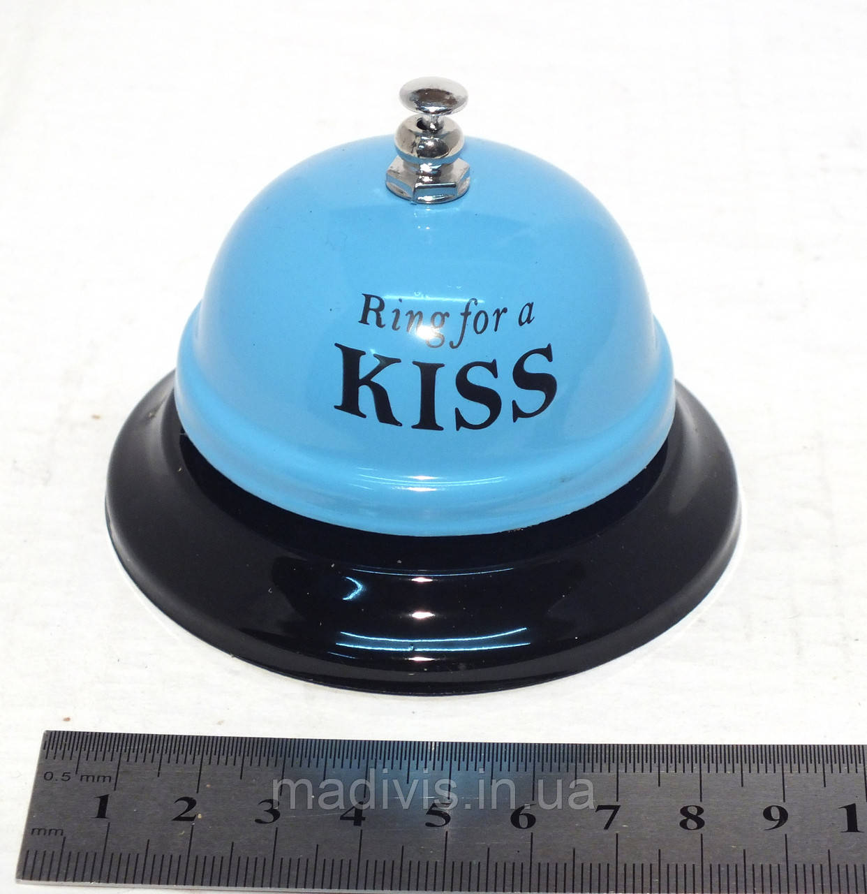 Дзвінок настільний KISS (10 см) ГОЛУБОЙ, фото 1