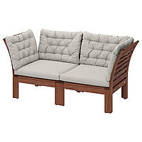 IKEA ÄPPLARÖ Модульный 2-местный диван, дачный, коричневая морилка / Куддарна серый (293.037.23)