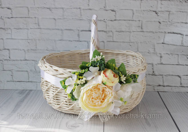 Великодній кошик білий з декором, фото 1