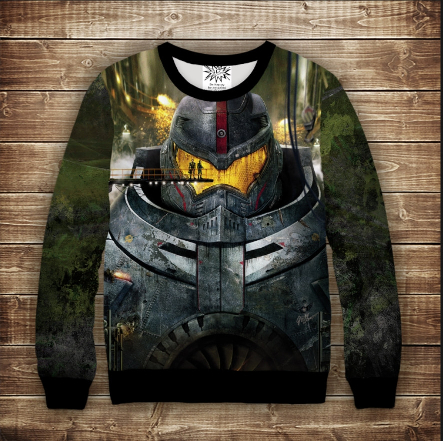 Світшот з 3D принтом на тему: Тихоокеанський Рубіж Єгер Фейс. Дорослі та дитячі розміри ВСІ Розміри, фото 1