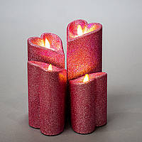 Набір електронних свічок "Серця" 4 шт 18см, 15 см, 13 см, 10 см