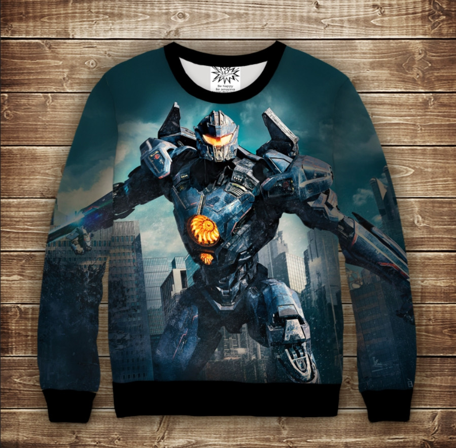 Світшот з 3D принтом на тему: Тихоокеанський Рубіж - 1. Єгер. Дорослі та дитячі розміри ВСІ Розміри, фото 1