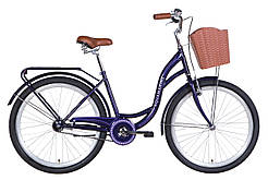Дорожньо-міський велосипед з багажником і кошиком DOROZHNIK AQUAMARINE 26" (темно - фіолетовий)