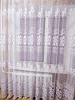 Турецький білий фатин з щільною вишивкою і широкими рядами