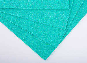 Фоаміран з глітером АВ перлиновий лист 2мм (24х24см), колір - аквамарин
