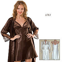 Атласная ночная сорочка и халат Jasmin 1783
