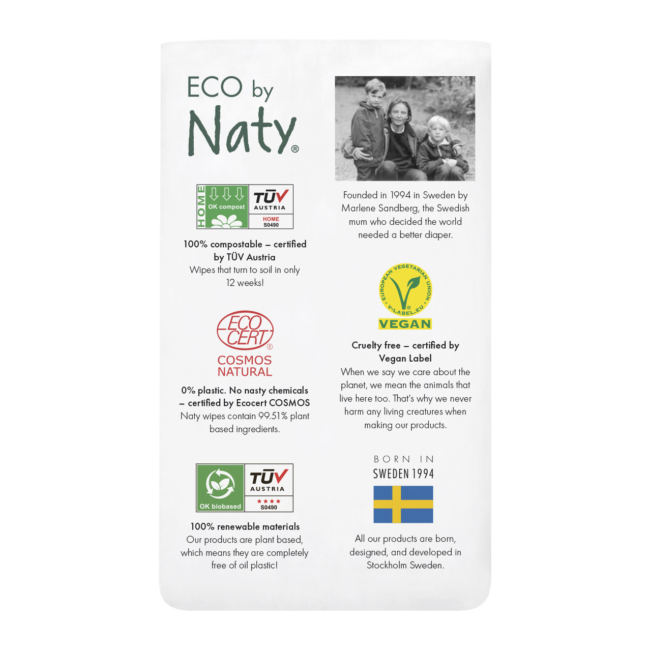 Органічні серветки Eco by Naty без запаху 168 шт (3 упаковки 1)