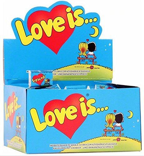 Блок жуйок Love is Полуниця-банан 100 шт