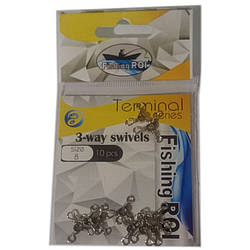 Вертлюжок потрійний Fishing ROI 3-Way Swivel №8 13кг. 10шт