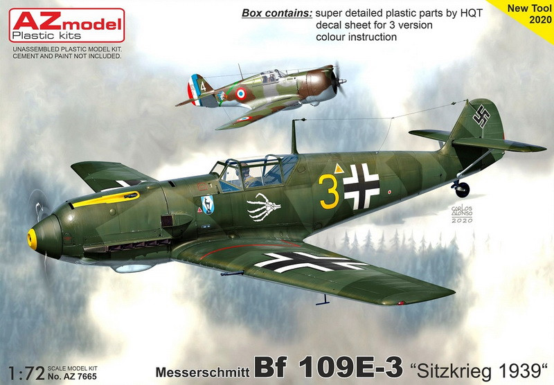 Пластикова модель 1/72 AZ model 7665 німецький винищувач Messerschmitt Bf 109E-3 „Sitzkrieg“ 1939″