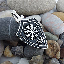 Шолом жаху, Агісхьяльм, Егісхьяльм на щиті з триквертом і мечем, Кулон амулет талісман, фото 5