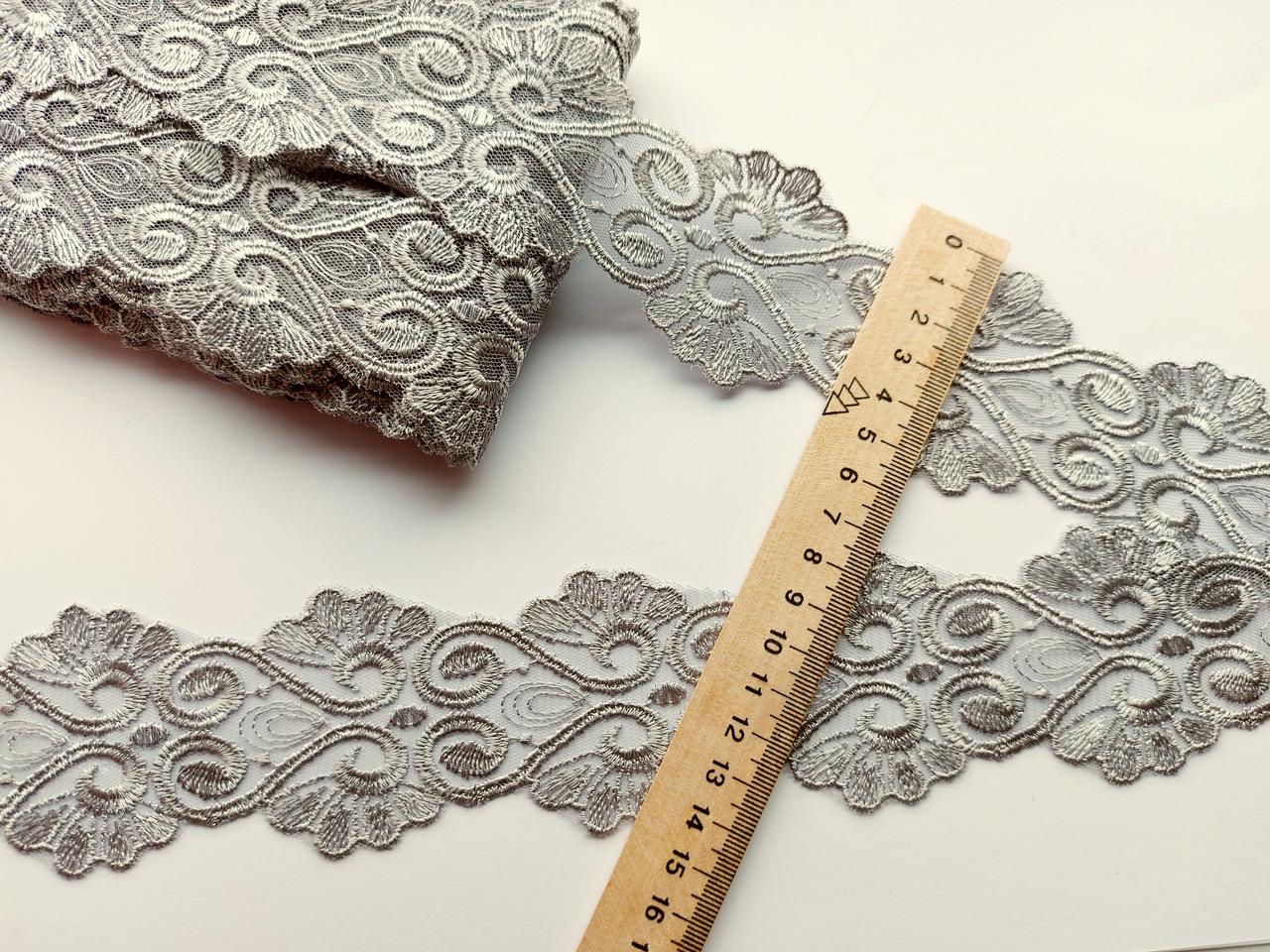 Мереживо гірюрове на сітці світло сіре 5,5 див. Тайланд