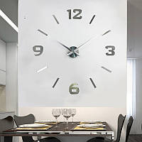 Настенные 3D часы 80-130см Арабские цифры палочки Cеребристые зеркальные большие 3Д часы Timelike DIY Clock