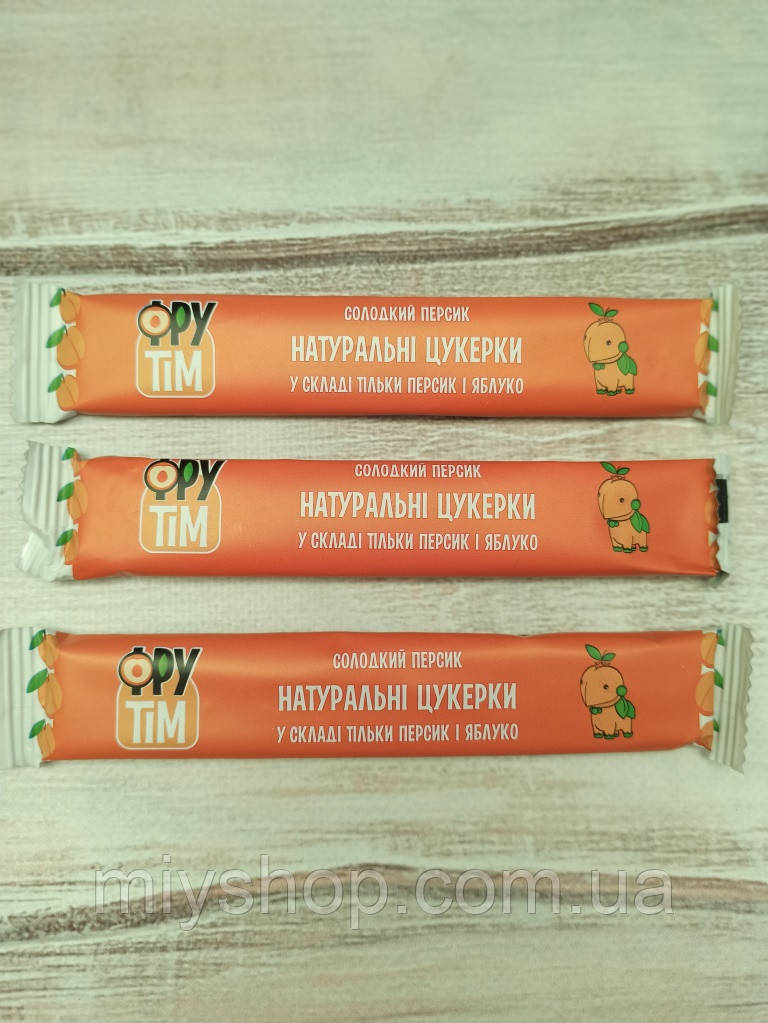 Пастила натуральні цукерки без цукру ФруТим "Яблуко+Персик" 20 грамів, фото 1