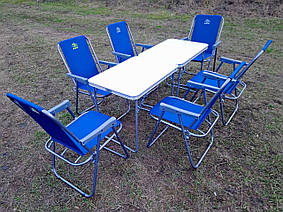 Складані меблі для кемпінгу Лайт синій-6 (2 стола + 6 крісел)