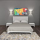 Ліжко двоспальне з ДСП / МДФ Picassa 160x200 аляска / попелястий софттач Artinhead (без матраца), фото 3
