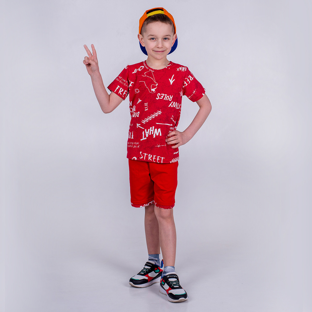 Літній костюм для хлопчика, футболка і шорти SmileTime Fun, червоний