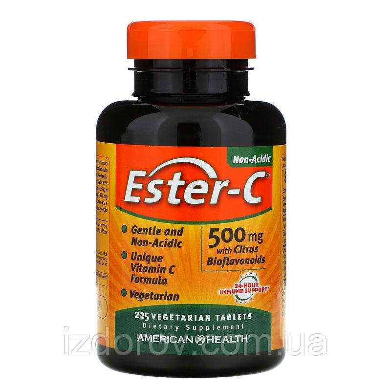 American Health, Ester-C 500 мг, Вітамін С з цитрусовими біофлавоноїдами, 225 вегетаріанських таблеток