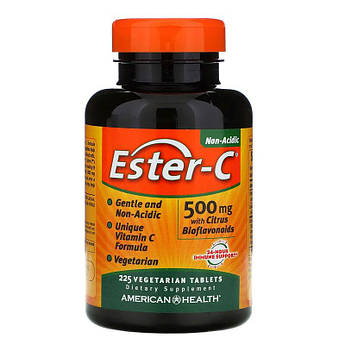 American Health, Ester-C 500 мг, Вітамін С з цитрусовими біофлавоноїдами, 225 вегетаріанських таблеток