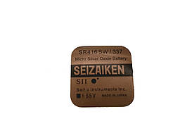 Батарейка для годинника. SEIZAIKEN SR416SW (337) 1.55V 8,3mAh 4.8x1,65mm Срібно-цинкова