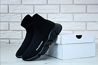 Кроссовки носки Balenciaga speed trainer black Баленсиага сникерсы черные высокие текстильные мужские женские 37