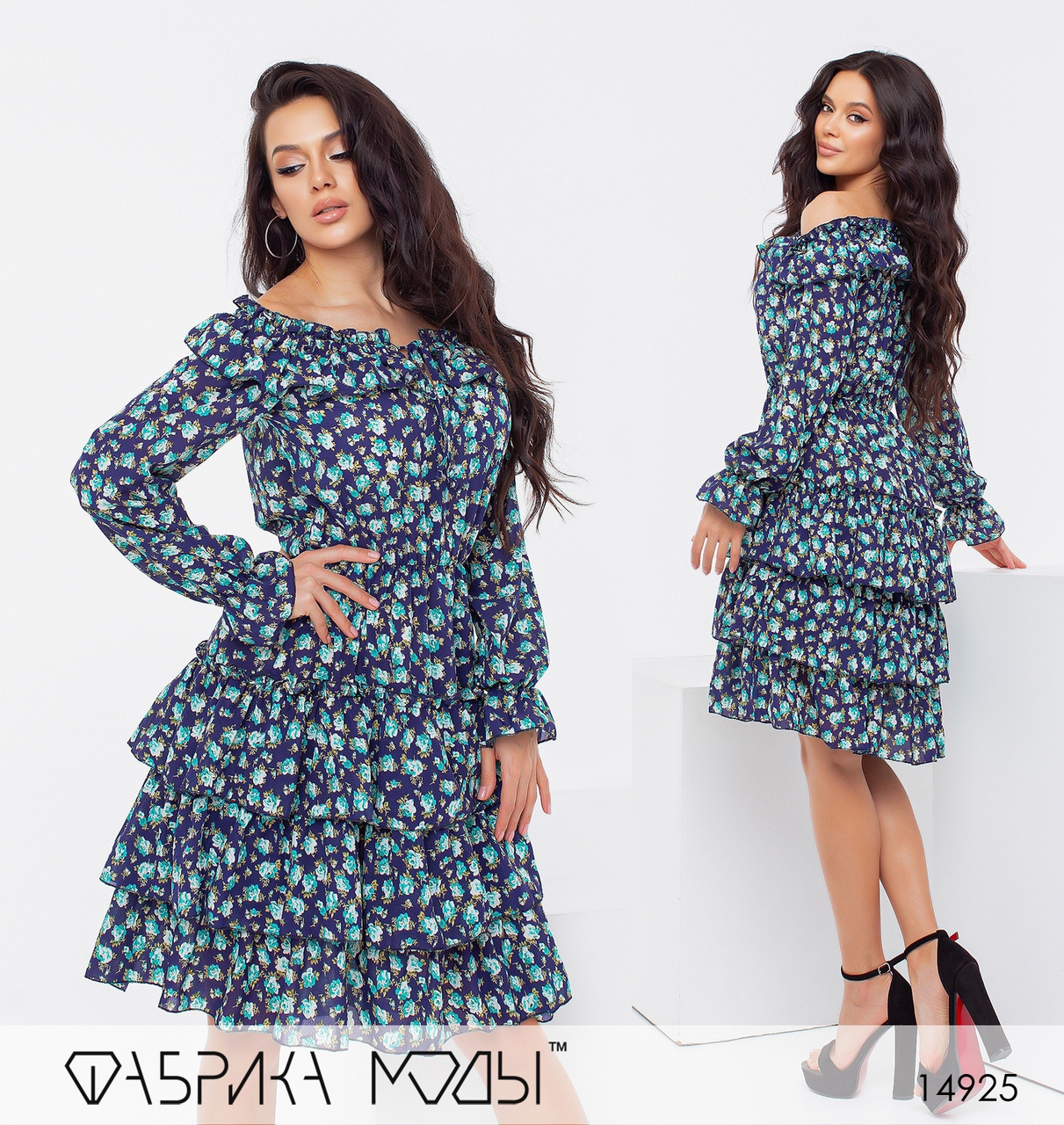 Шифонова сукня з яскравим принтом, фото 1