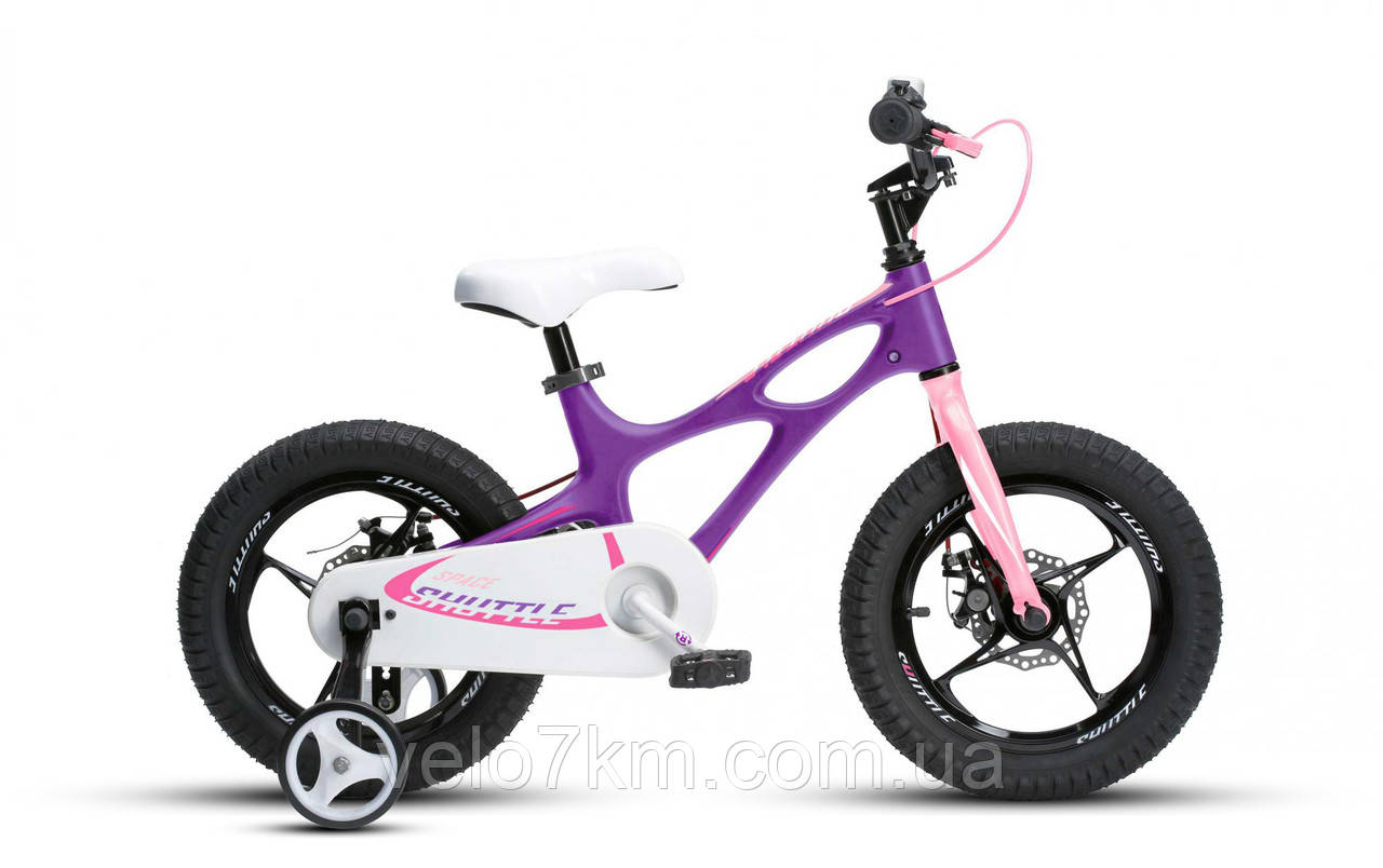 Дитячий велосипед Azimut Girls гелз 16" з додатковими колесами і кошиком (рожевий)