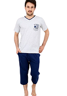 Трикотажний чоловічий комплект для дому та сну Gazzaz Туреччина футболка з капрі