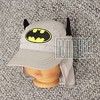 Дитяча кепка бейсболка р. 44 7-9 міс Бетмен Batman з вушками для хлопчика хлопчикові H&M Сірий 1139