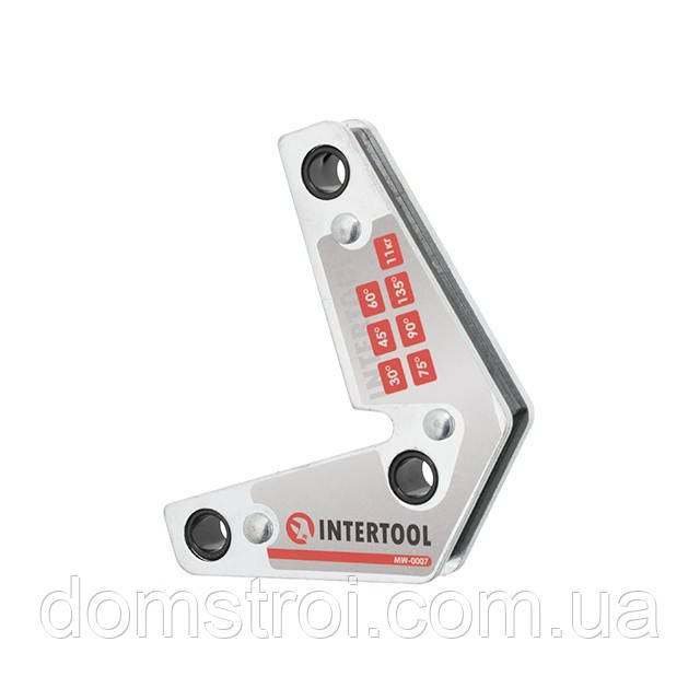 Косинець магнітний для зварювання, 15°, 60°, 90°, 120°, 11 кг, 75×85 мм INTERTOOL MW-0007