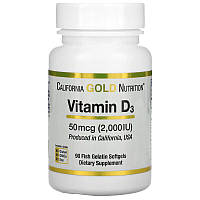 Витамин Д3 2000 МЕ California Gold Nutrition Vitamin D3 для здоровья костей зубов иммунитета 90 капсул