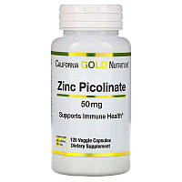 Цинк пиколинат 50 мг California Gold Nutrition Zinc Picolinate для иммунной системы 120 растительных капсул