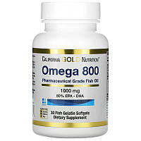 Омега 3 высокой концентрации California Gold Nutrition Omega 800 рыбий жир 80% ЭПК/ДГК 30 капсул