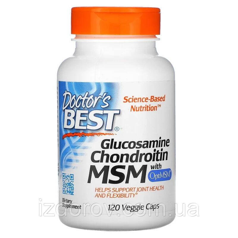 Глюкозамін Хондроїтин МСМ Doctor's Best Glucosamine Chondroitin MSM для суглобів та зв'язок 120 капсул